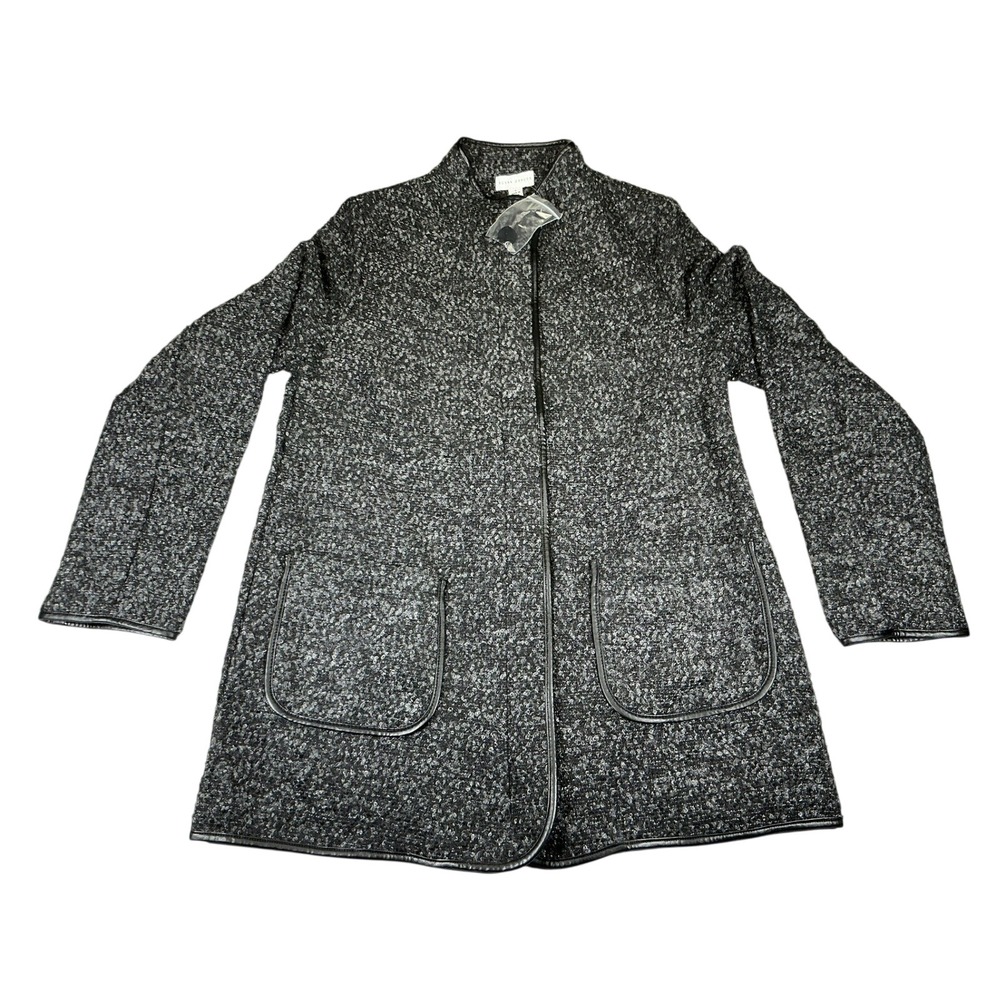 Susan Graver Womens Size 8 Boucle Zip‎ Jacket Gray Black Long Sleeve
